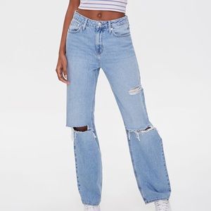 Distressed Straight-Leg Jeans - Size 27
